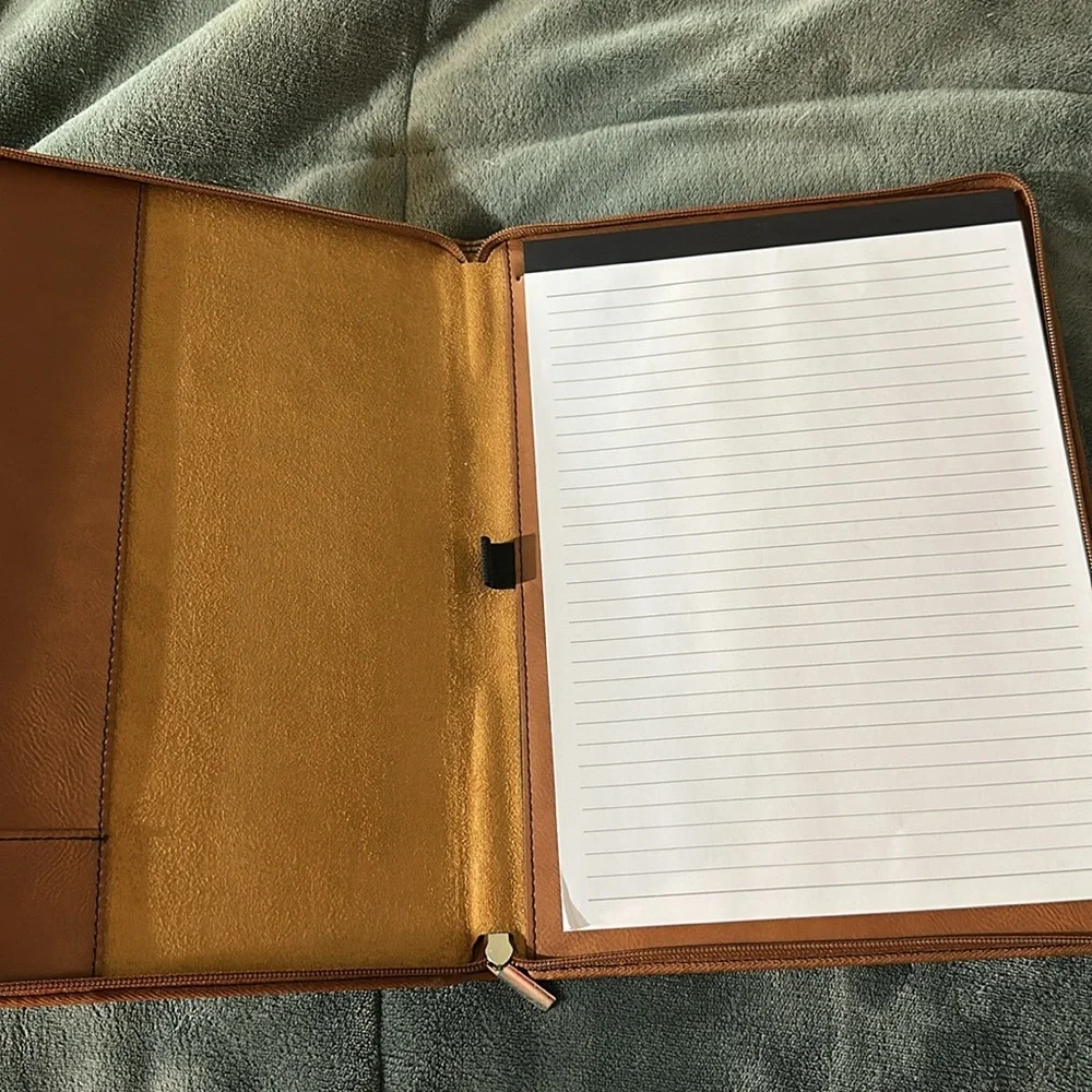 Tan Leather Monogrammed Portfolio